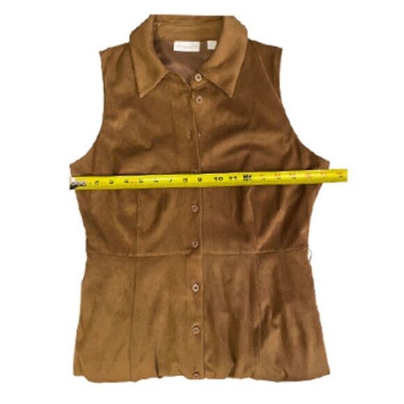 New York & Company Faux Suede Button Front Sleeveless Brown Dress - Picture 6 of 8